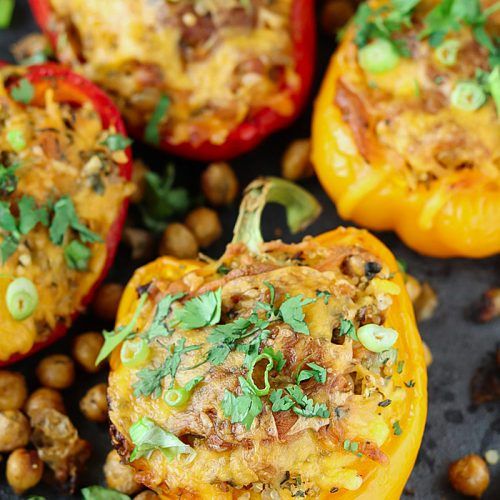Quinoa and Chickpea Stuffed Bell Peppers
